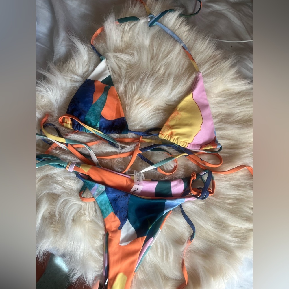 color bikini with sarong